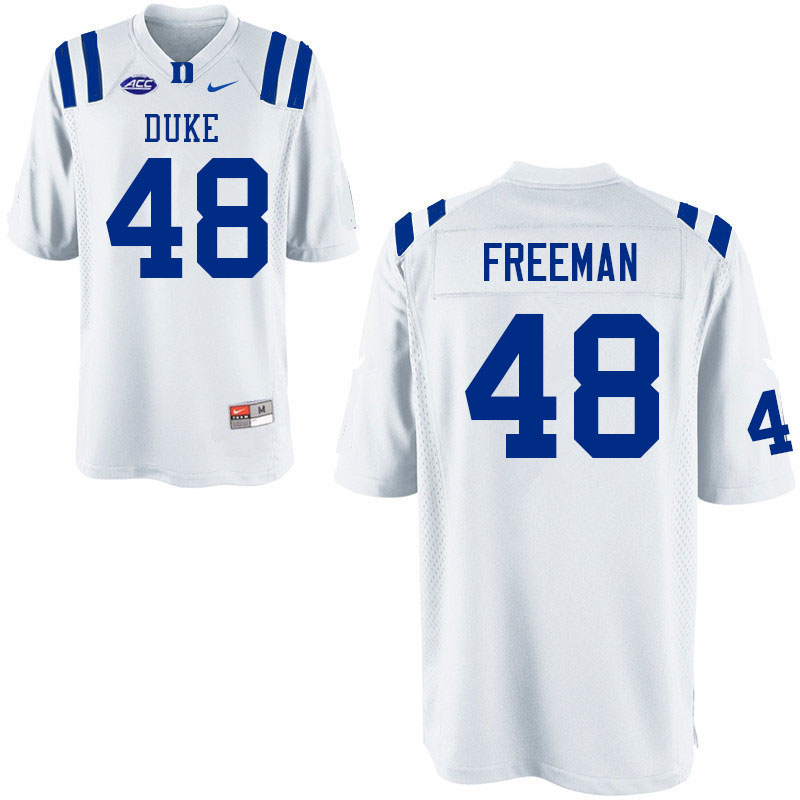 Men #48 Tre Freeman Duke Blue Devils College Football Jerseys Sale-White - Click Image to Close